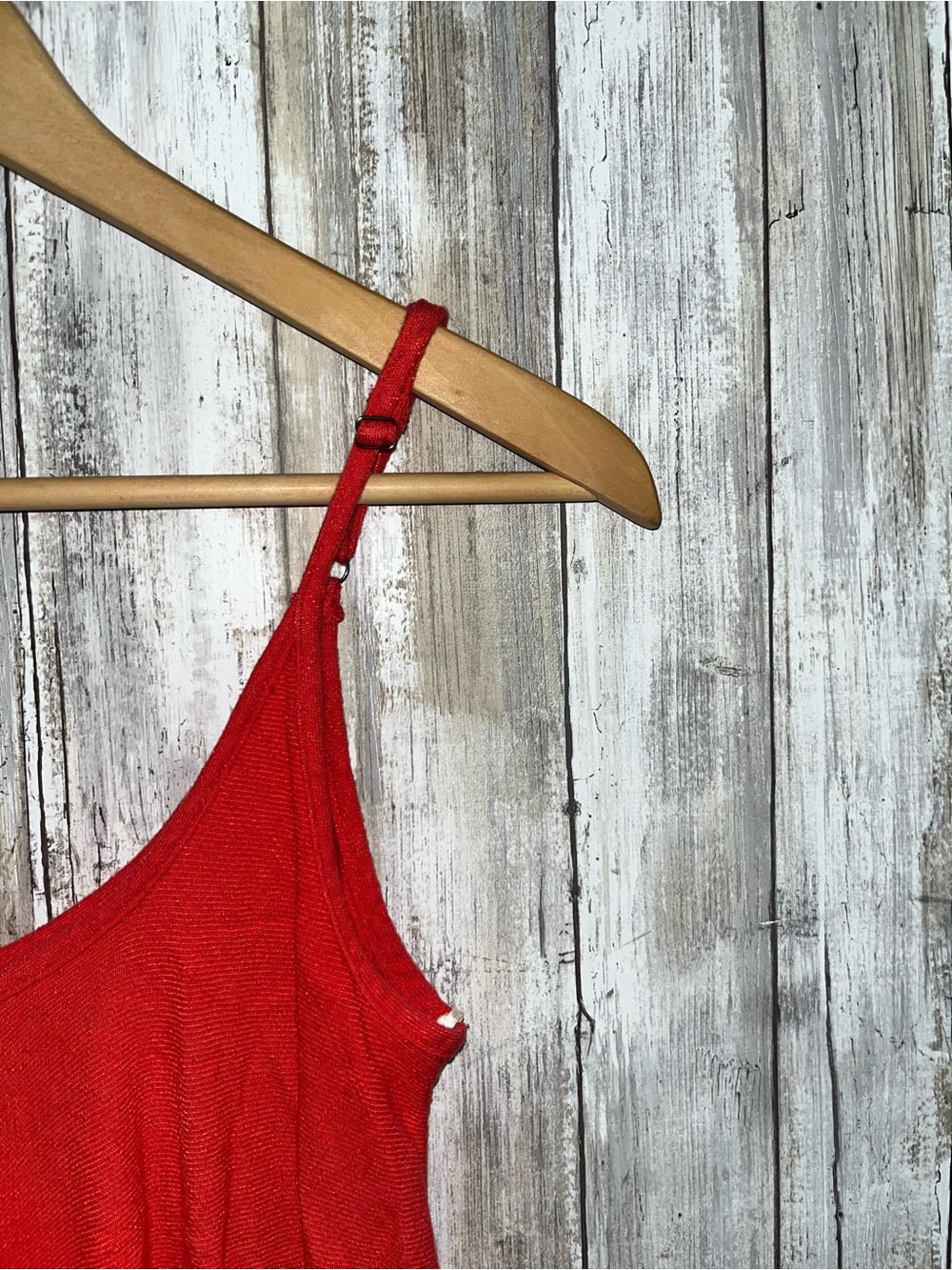 Umgee Red Linen Blend Swing Tank Top Small Flowy Boho Cami Adjustable Strap - Picture 2 of 4